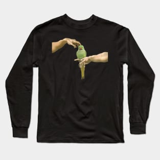 scritching a green indian ringneck Long Sleeve T-Shirt